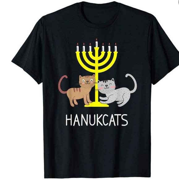 None Other - NEW HANUKCATS  MAN BLACK T SHIRT XL- HUMOROUS HANNUKAH CAT LOVER'S T SHIRT.